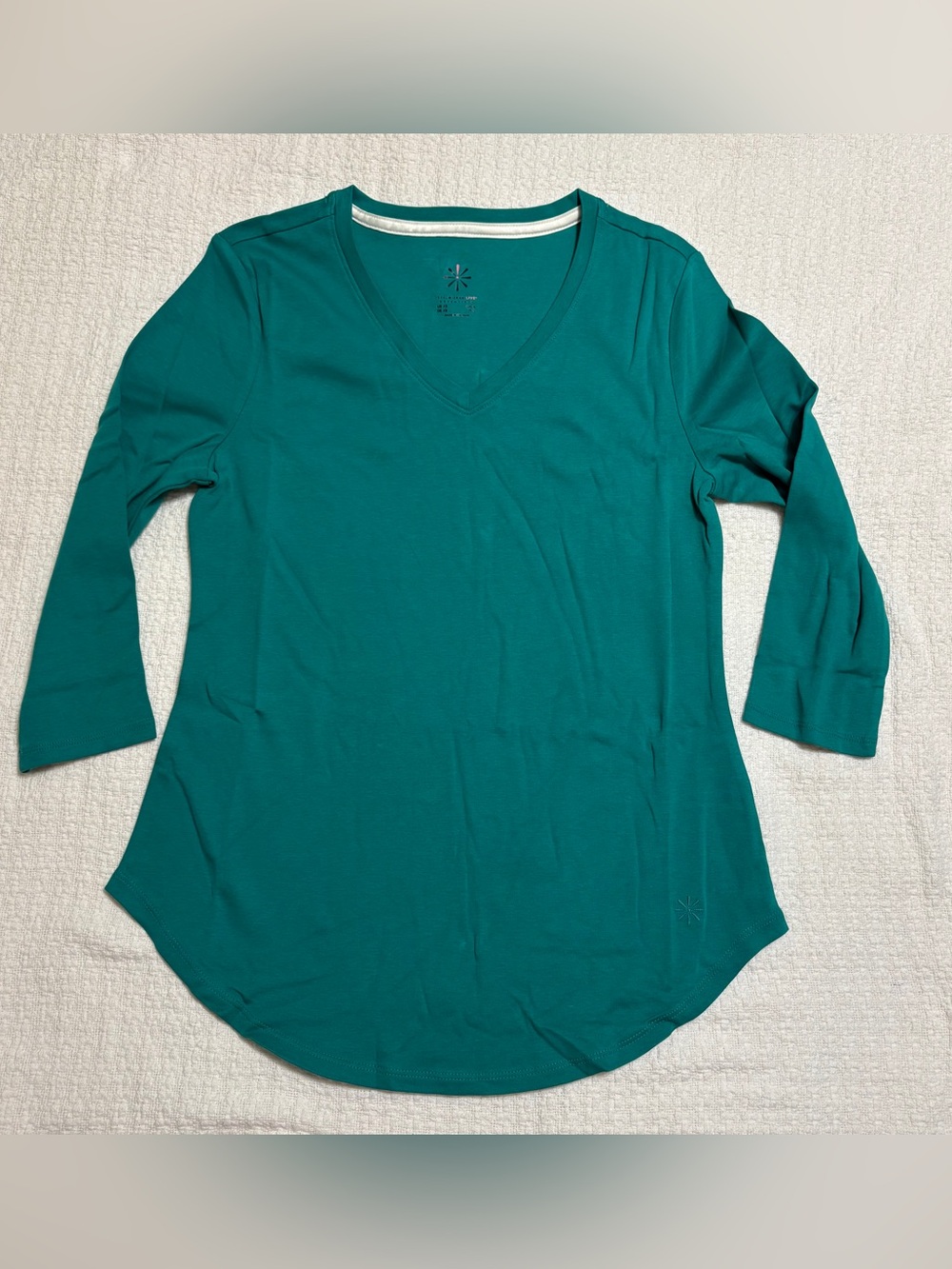 Isaac Mizrahi Live! Essentials Pima Cotton Curved Hem Top - Green (XS) NWOT
